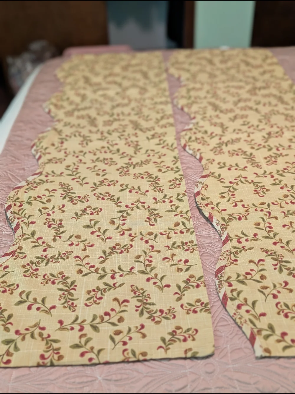 Better Homes & Gardens Cream Valances with Pink and Green Vine Accents Set Of 2